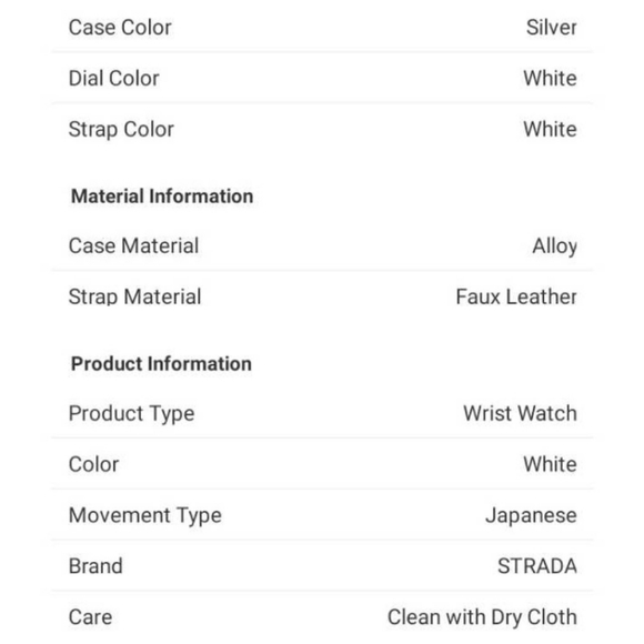 Strada Austrian Crystal Japanese Movement White Faux Leather Watch - Picture 8 of 8